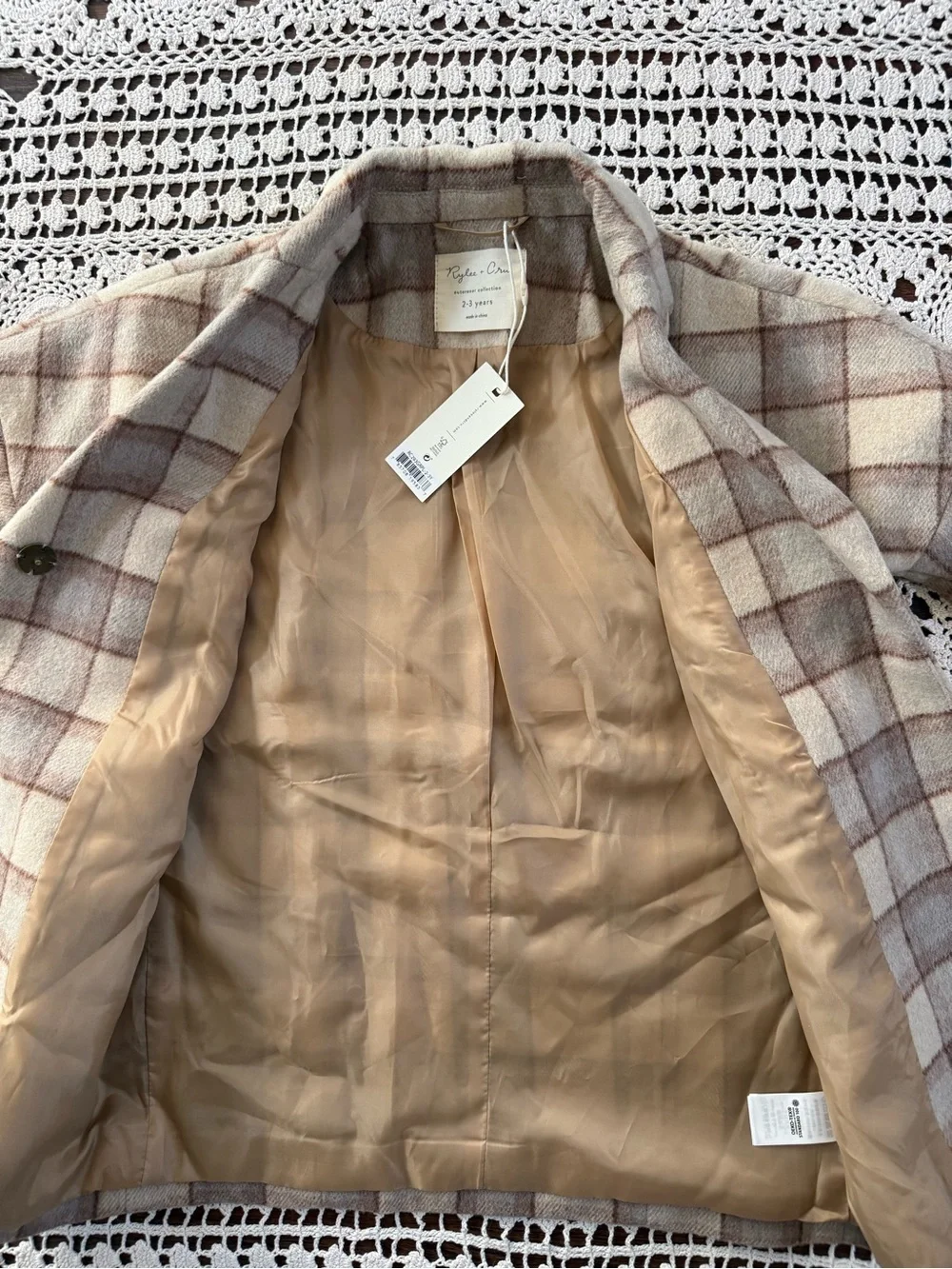 NWT Rylee & Cru Rustic Plaid Longline Coat Girls 2-3Y